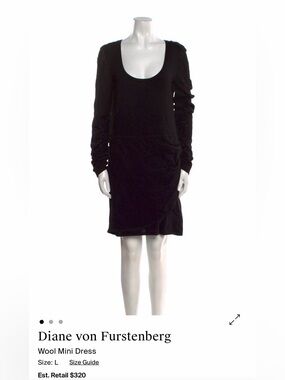 Diane Von Furstenberg Black Scoop-Neck Long-Sleeve Mini Dress